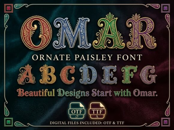 Omar: Ornate Paisley Font for Luxury & Cultural Designs